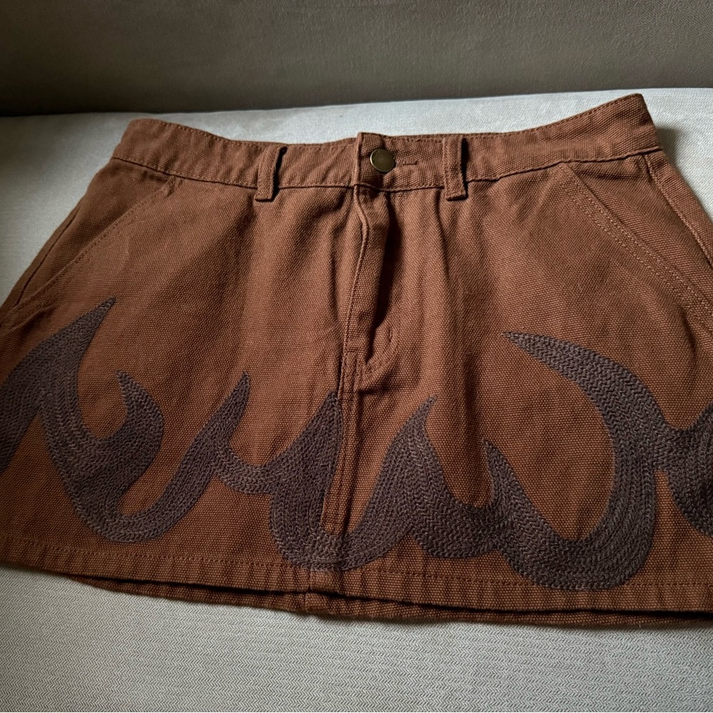 Cider Denim Brown Mini Skirt - Picture 2 of 7